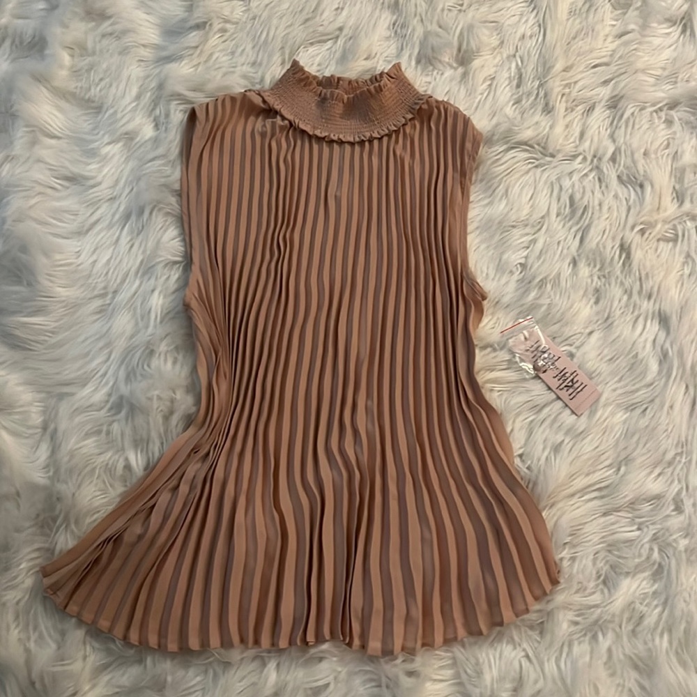 Pleated High Neck Top.
